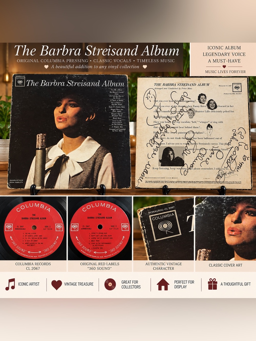 Barbra Streisand Debut Album 1963 Columbia CL 2007 Mono Vinyl LP Original